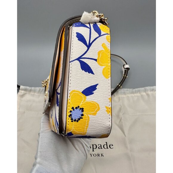 Kate Spade KF984 Morgan Sunshine Floral Printed PVC Flap Chain Wallet Crossbody - Picture 5 of 16